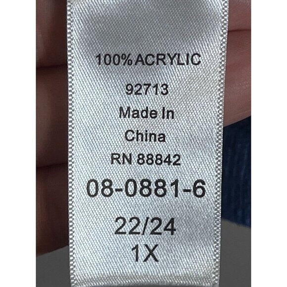 Romans Rhinestone Cardigan 22 Blue Knit Resort Boho Western Old Money Classic - Picture 6 of 8